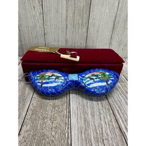 Vtg Cloisonne Novelty Beach Sunglasses w/ Red Velvet Box Christmas Ornament 5.5"